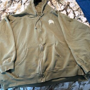 Olive Green Zip-Up Hoodie